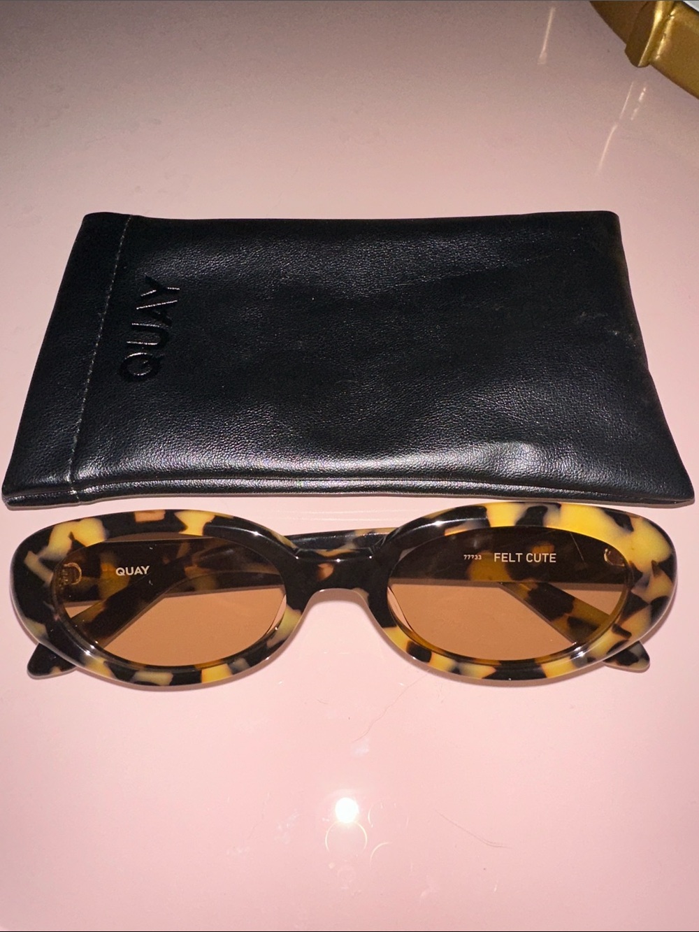 Quay Australia Tortoise Shell Oval Sunglasses with Brown Lenses